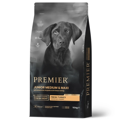 Сухой корм Premier Dog Turkey Junior Medium & Maxi для юниоров средних и крупных пород, 10 кг фото 1