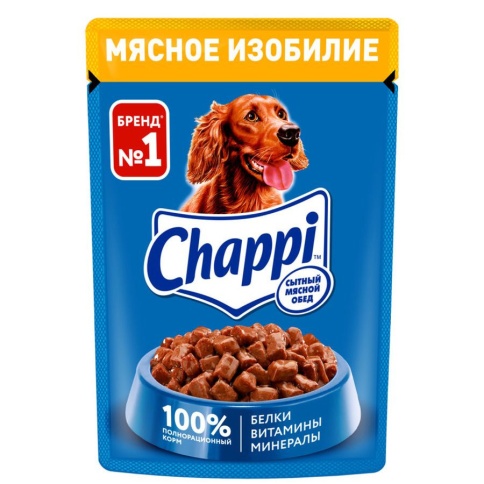 Chappi влажный корм для взрослых собак мясное изобилие в паучах - 85 г фото 1