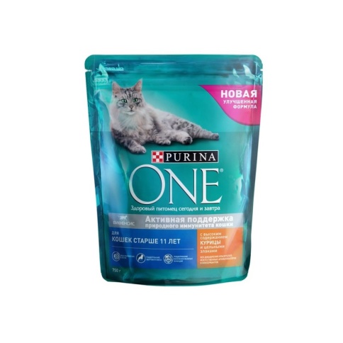 Сухой корм Purina One для пожилых кошек старше 11 лет с курицей и цельными злаками - 750 г фото 1