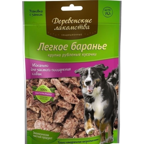 ДЕРЕВЕНСКИЕ ЛАКОМСТВА "Традиционные" Легкое баранье крупно рубленые кусочки для собак 70 гр фото 2