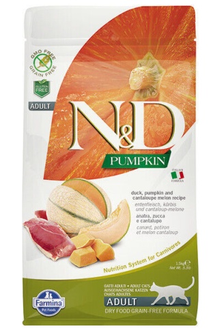 Farmina N&D Cat Pumpkin беззерновой сухой корм для кошек c уткой, дыней и тыквой - 300 г фото 1