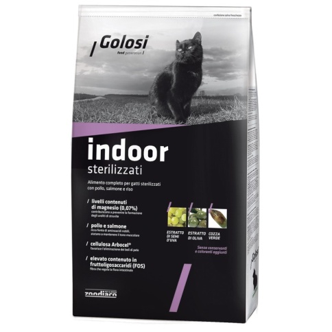 Golosi Cat Adult Indoor Sterilised сухой корм для стерилизованных кошек с курицей и лососем - 400 г фото 2