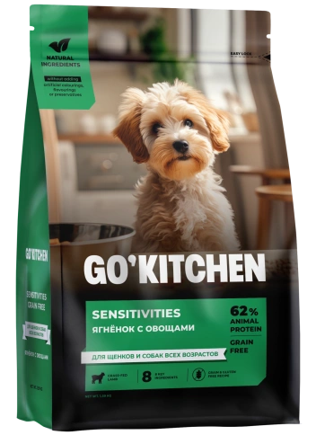 Сухой корм GO'KITCHEN для щенков и собак всех возрастов для чувствительного пищеварения с ягнёнком, 1.59 кг фото 2