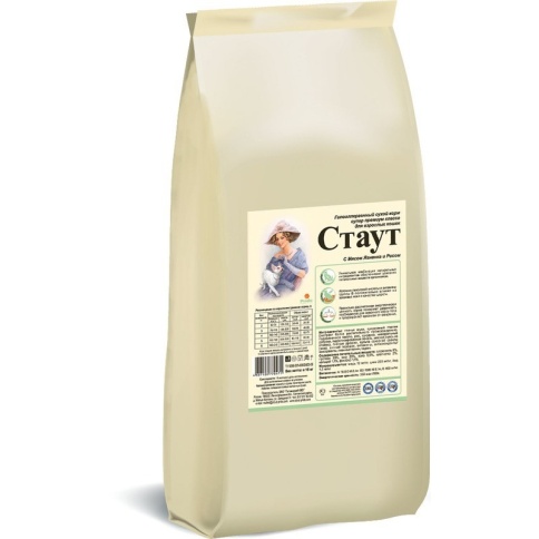 Стаут сухой корм для взрослых кошек всех пород гипоаллергенный с мясом ягненка и рисом 15 кг фото 1