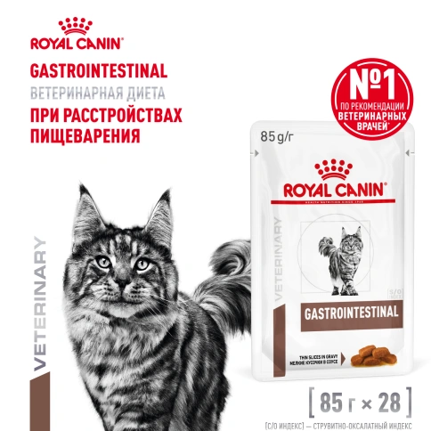 Влажный диетический корм Royal Canin Gastrointestinal для кошек при расстройствах пищеварения, пауч, 85 г фото 11