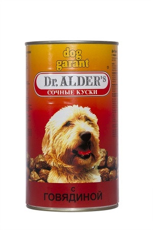 Консервы Dr. Alder's Dog Garant для взрослых собак с говядиной 1230 г фото 1