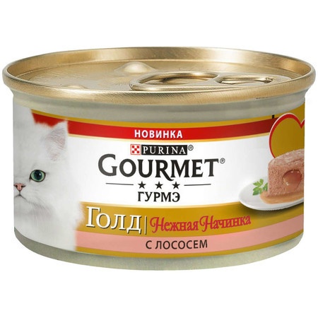 Влажный корм Gourmet Gold Нежная начинка для взрослых кошек с лососем - 85 г фото 1