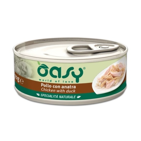Oasy Wet cat Specialita Naturali Chicken Duck дополнительное питание для кошек с курицей и уткой в консервах - 70 г (24 шт) фото 1