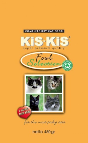 KiS-KiS Fowl selection корм для взрослых кошек с индейкой, гусем,уткой и курицей 450 гр фото 1