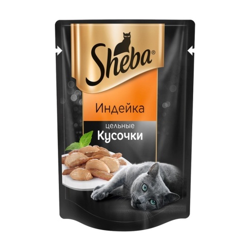 Sheba влажный корм для кошек с кусочками индейки 80 г фото 1