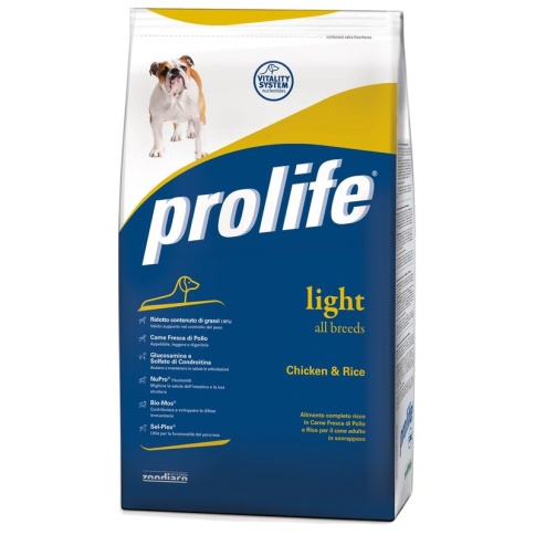 Prolife Dog Adult Light сухой корм для собак с избыточным весом с курицей и рисом - 800 г фото 2