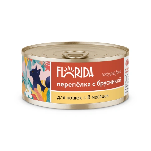 Влажный корм Florida для кошек с перепёлкой с брусникой, 100 г фото 1