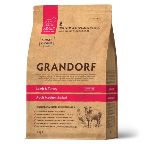 Сухой корм Grandorf Holistic ягненок с индейкой для собак крупных пород, 3 кг фото 1