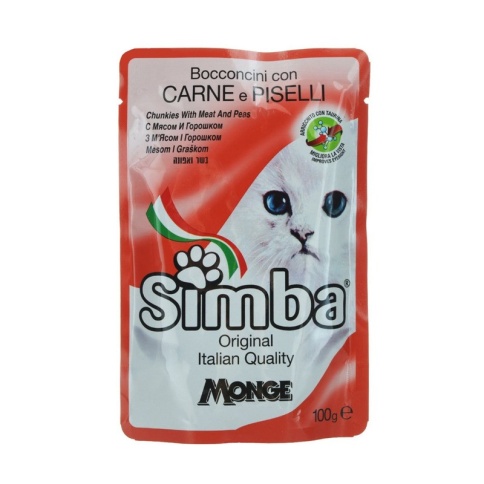 Simba Cat Pouch паучи для кошек мясо с горохом 100 г фото 2
