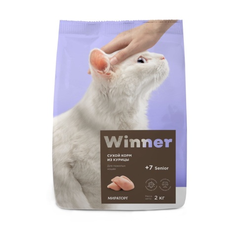 Сухой корм Winner для пожилых кошек с курицей - 2 кг фото 2