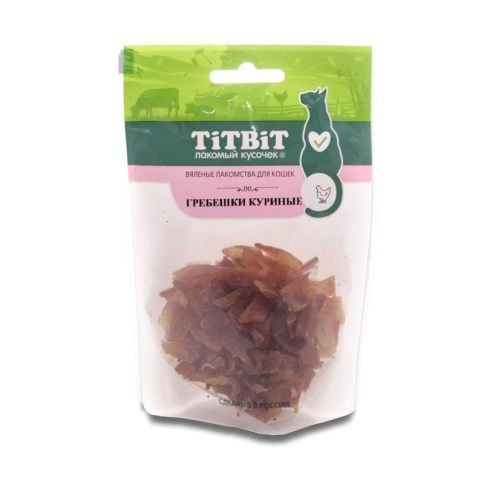 TiTBiT Гребешки куриные для кошек, вяленые лакомства - 35 г фото 1