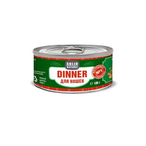 Solid Natura Dinner Говядина влажный корм для кошек в жестяной банке 100 г фото 1