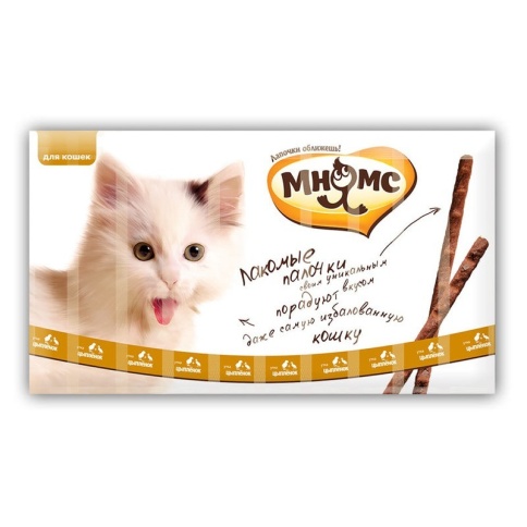 Мнямс лакомые палочки для кошек с цыпленком и уткой 13,5 см - 5 г (1 шт) фото 1