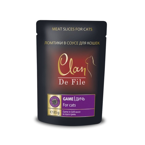 Clan De File влажный корм для кошек с дичью в соусе гриль - 85 г фото 1
