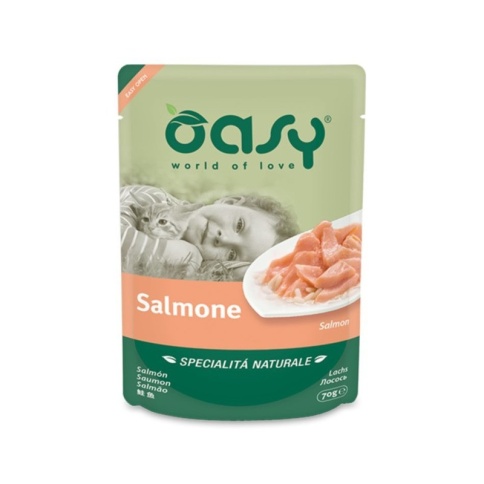 Oasy Wet cat Specialita Naturali Salmon дополнительное питание для кошек с лососем в паучах - 70 г (1 шт) фото 1