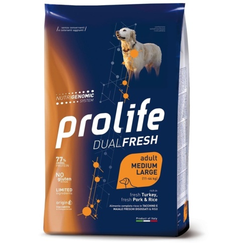 Prolife Dual Fresh Adult сухой корм для собак с индейкой, свининой и рисом - 2.5 кг фото 1