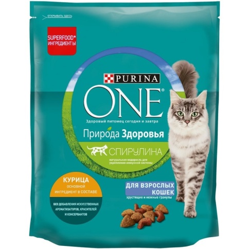 Сухой корм Purina One Природа Здоровья для взрослых кошек с курицей - 680 г фото 1