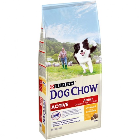 PURINA DOG CHOW (14 кг) Active Adult с курицей для взрослых активных собак фото 1