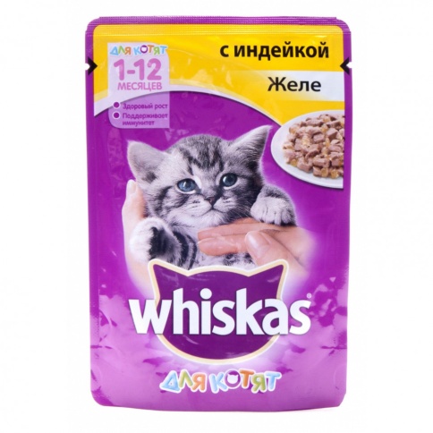 Whiskas паучи в форме желе с индейкой для котят до 1 года - 85 г фото 1