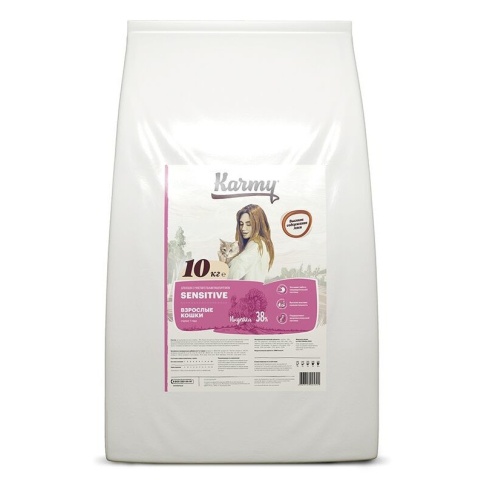 Сухой корм Karmy Sensetive для взрослых кошек с чувствительным пищеварением с индейкой 400 г фото 1