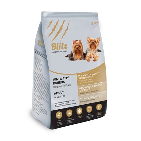 Blitz Adult Mini & Toy для собак миниатюрных и мелких пород с курицей - 2 кг фото 1