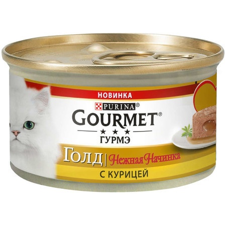 Влажный корм Gourmet Gold Нежная начинка для взрослых кошек с курицей - 85 г фото 1