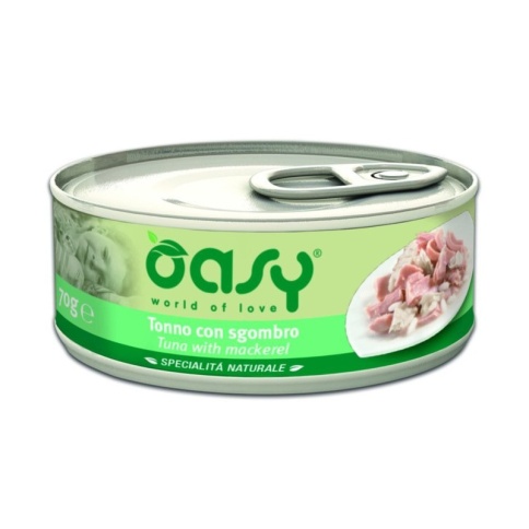 Oasy Wet cat Specialita Naturali Tuna Mackrel дополнительное питание для кошек с тунцом и скумбрией в консервах - 70 г фото 1