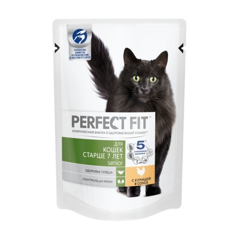 Паучи Perfect Fit Senior для пожилых кошек с курицей в соусе - 85 г фото 2