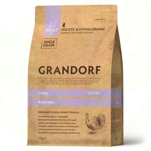 Сухой корм Grandorf Holistic индейка с рисом для взрослых собак мелких пород, 3 кг фото 10