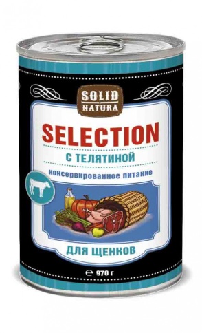 Solid Natura Selection Телятина влажный корм для щенков в жестяной банке 970 г фото 1