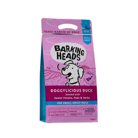 Сухой беззерновой корм Barking Heads Doggylicious Duck для взрослых собак мелких пород с уткой и бататом - 1,5 кг фото 1
