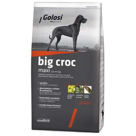 Golosi Dog Adult Big Croc сухой корм для собак крупных и гигантских пород с индейкой и рисом - 12 кг фото 1
