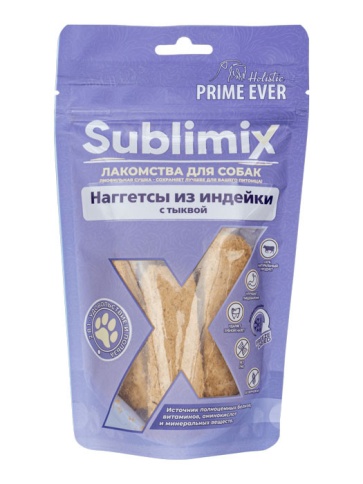 Prime Ever Sublimix Наггетсы из индейки с тыквой лакомство для собак - 60 г фото 1