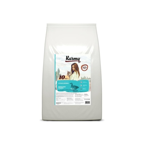 Сухой корм Karmy Hipoallergenic для взрослых кошек при пищевой аллергии c уткой 10 кг фото 1