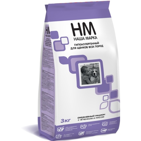 Наша Марка сухой гипоаллергенный корм для щенков всех пород с ягненком и рисом 3 кг фото 2