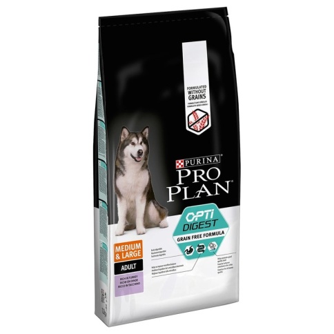 Purina Pro Plan Optidigest Grain Free для щенков собак средних и крупных пород с чувствительным пищеварением с индейкой - 12 кг фото 1