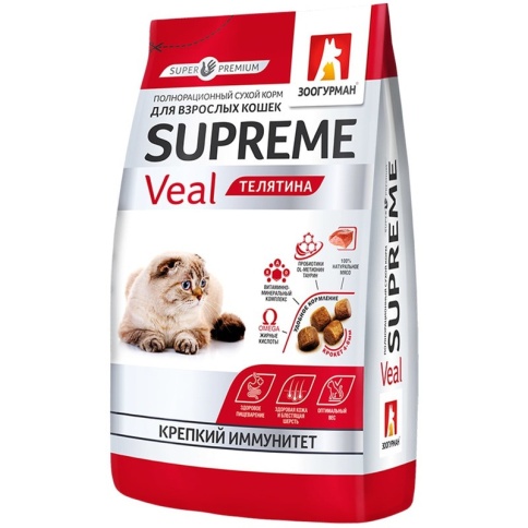 Сухой корм Зоогурман для взрослых кошек с телятиной - 350 г фото 1