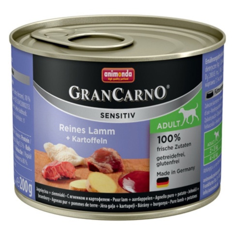 Animonda GranCarno Sensitiv / Анимонда Гран Карно Сенситив с ягненком и картофелем для чувствительных собак 200 г (консервы) фото 2