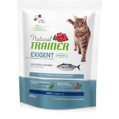 Trainer Natural Cat Exigent Adult With Bluw Fish сухой корм для привередливых кошек с пеламидой 300 г фото 1