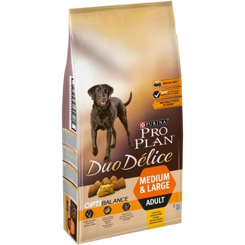 Сухой корм Purina Pro Plan Duo Delice для взрослых собак средних и крупных пород с курицей и рисом - 10 кг фото 1