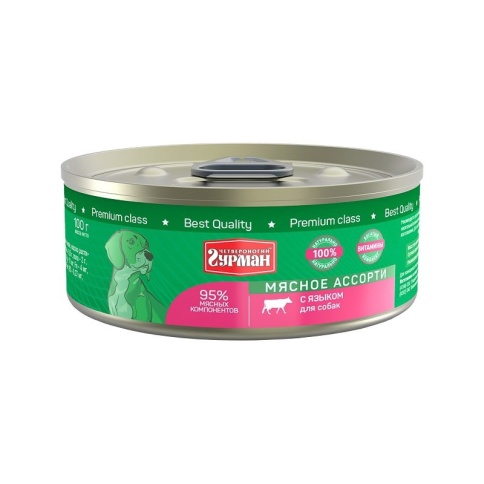 Четвероногий Гурман Мясное ассорти с языком для собак 100 г фото 1
