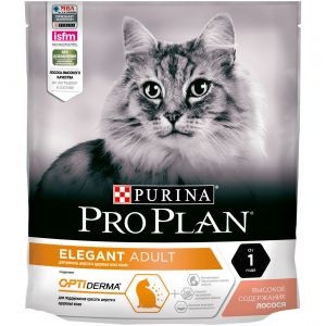Pro Plan Cat Adult Elegant сухой корм для взрослых кошек для кожи и шерсти с лососем - 400 г фото 1