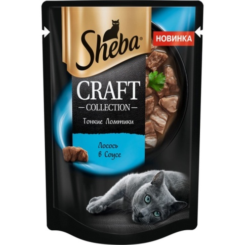 Sheba Craft влажный корм для кошек тонкие ломтики с лососем в соусе 75 г фото 1