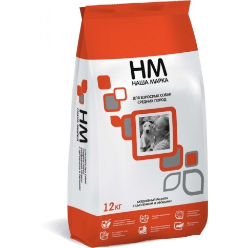 Наша Марка сухой корм для взрослых собак средних пород с цыплёнком и овощами 12 кг фото 1