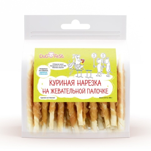Dog Fest Куриная нарезка на жевательной палочке для собак 500 г фото 2